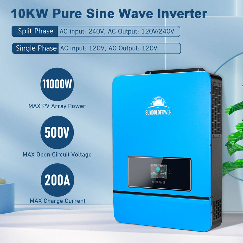 Load image into Gallery viewer, Light Steel Blue SunGoldPower 10KW 48V Split Phase Solar Inverter
