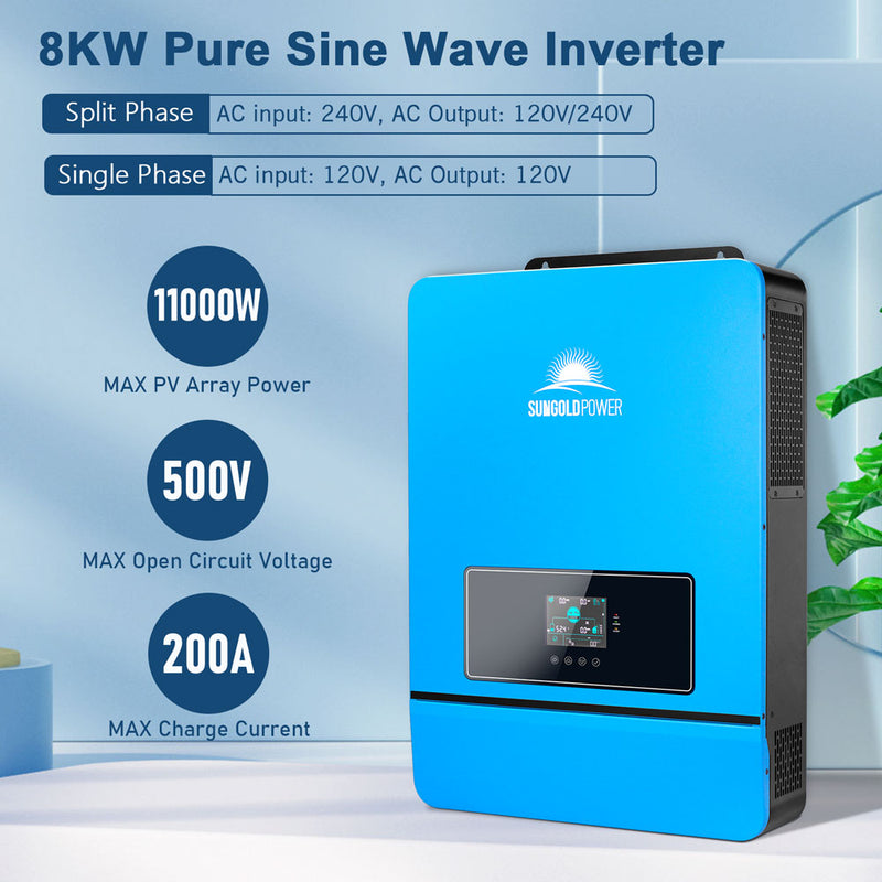 Load image into Gallery viewer, Light Steel Blue SunGoldPower 8KW 48V Split Phase Solar Inverter
