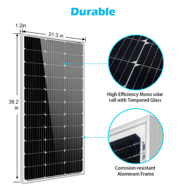 Load image into Gallery viewer, Light Gray SunGoldPower 100 Watt Monocrystalline Solar Panel
