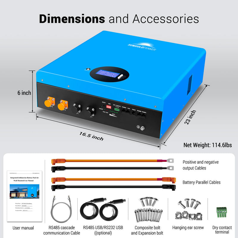 Load image into Gallery viewer, Light Gray SunGoldPower 5.12KWH Powerwall LiFePO4 Lithium Battery
