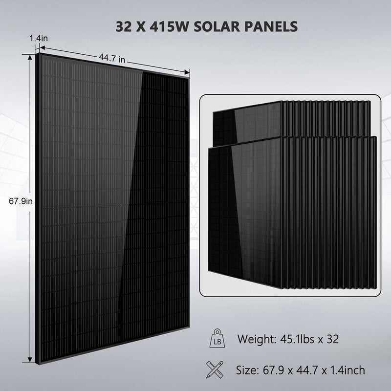 Load image into Gallery viewer, Dark Slate Gray SunGoldPower OFF GRID SOLAR KIT 16KW 48VDC 120V/240V LIFEPO4 25.6KWH LITHIUM BATTERY 32 X 415 WATTS SOLAR PANELS
