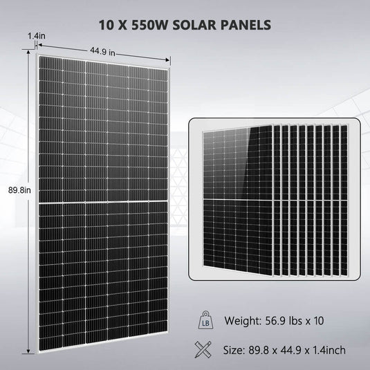 Light Gray SunGoldPower OFF GRID SOLAR KIT 10 X 550 WATTS SOLAR PANELS 4 X 5.12KWH POWERWALL LITHIUM BATTERY 10KW SOLAR INVERTER 48VDC 120V/240V