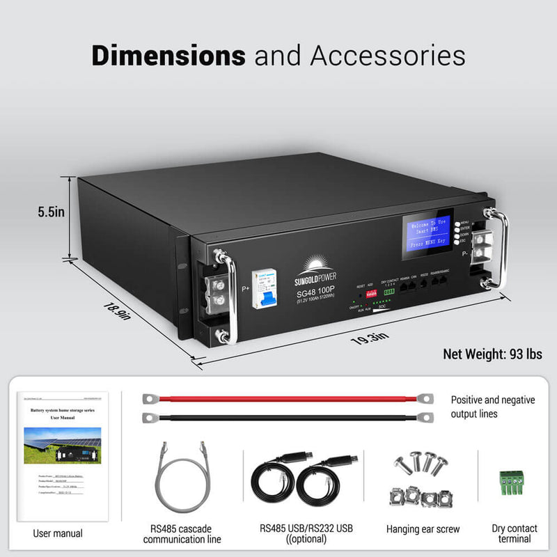 Load image into Gallery viewer, Dark Slate Gray SunGoldPower 48V 100AH Server Rack LiFePO4 Lithium Battery
