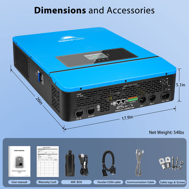 Load image into Gallery viewer, Dark Gray SunGoldPower 10KW 48V Split Phase Solar Inverter
