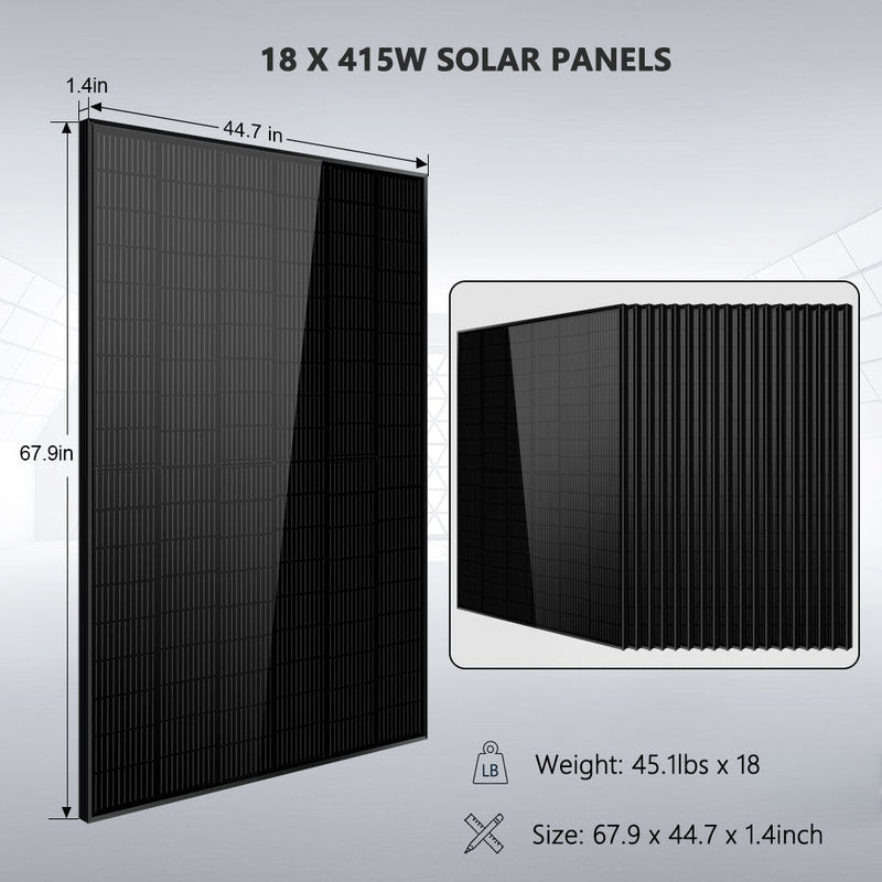 Load image into Gallery viewer, Light Gray SunGoldPower Off-Grid Solar Kit 18000W 48VDC 120V/240V LifePo4 20.48KWH Lithium Battery 18 X 415 Watts Solar Panels
