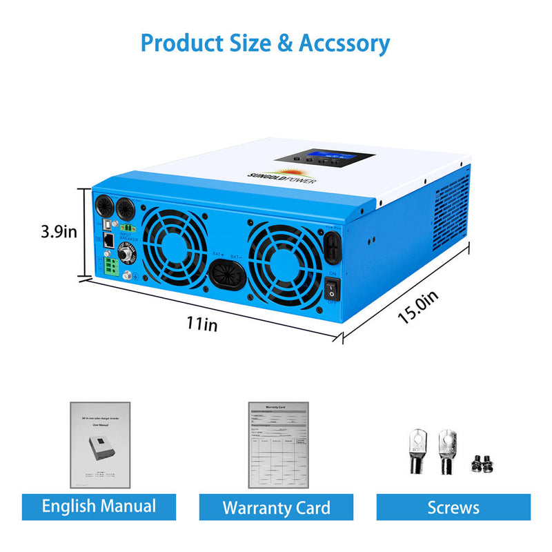 Load image into Gallery viewer, Dodger Blue SunGoldPower 3000W 24V Solar Charger Inverter
