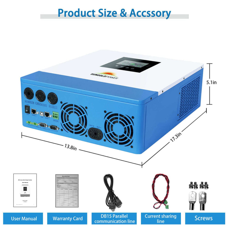 Load image into Gallery viewer, Lavender SunGoldPower 5000W 48V Solar Charger Inverter
