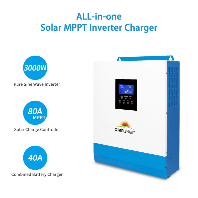 Load image into Gallery viewer, Dodger Blue SunGoldPower 3000W 24V Solar Charger Inverter
