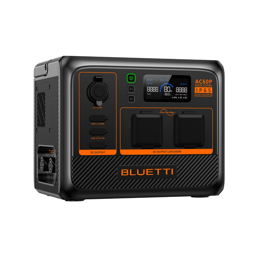 Black Bluetti AC60P Portable Power Station | 600W 504Wh