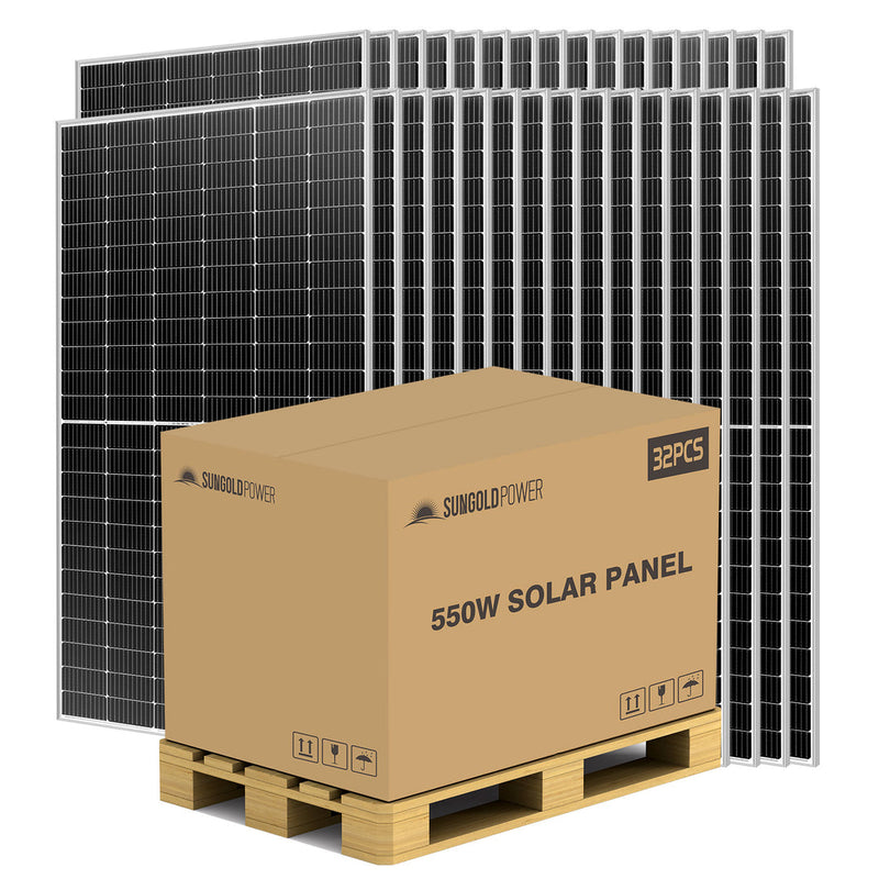 Load image into Gallery viewer, Rosy Brown SunGoldPower 550W Mono Perc Solar Panel Full Pallet (32 PANELS)
