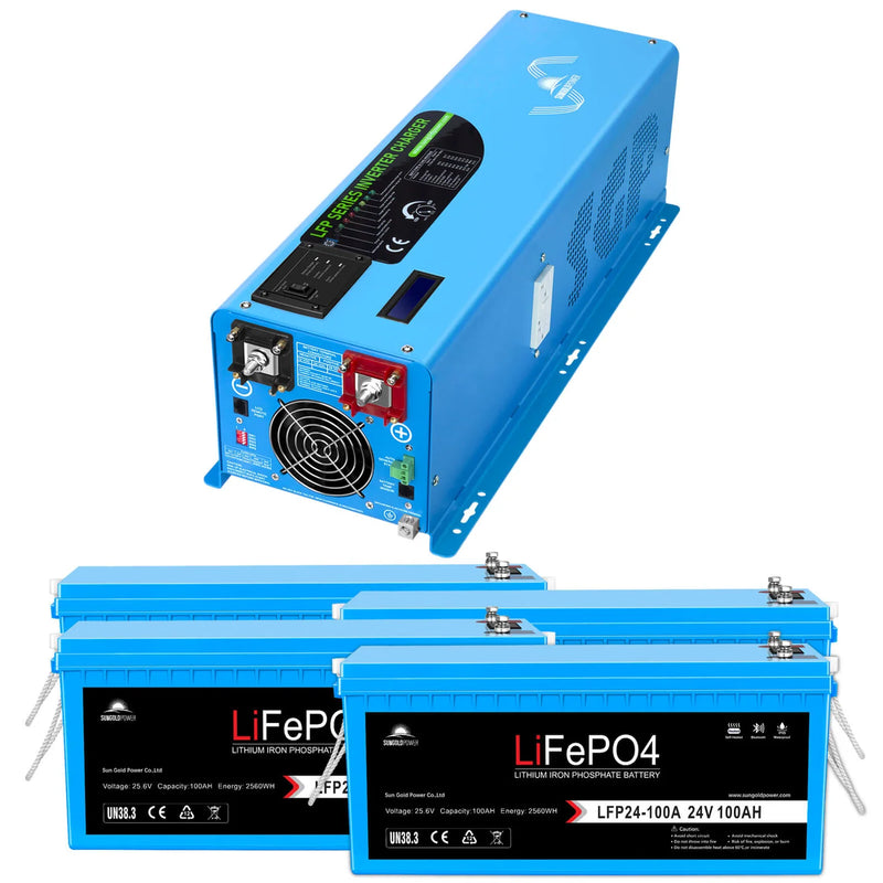 Load image into Gallery viewer, Dodger Blue SunGoldPower 6000W DC 48V Split Phase Pure Sine Wave Inverter With Charger
